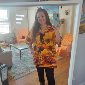 Men's XXL Royal Creations Made in Hawaii Hawaiian Aloha Shirt Oranges and Yellow